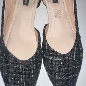 Nordstrom Black and White Tweed Flats